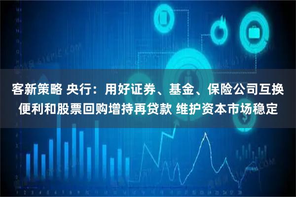 客新策略 央行:用好证券、基金、保险公司互换便利和股票回购增持再贷款 维护资本市场稳定